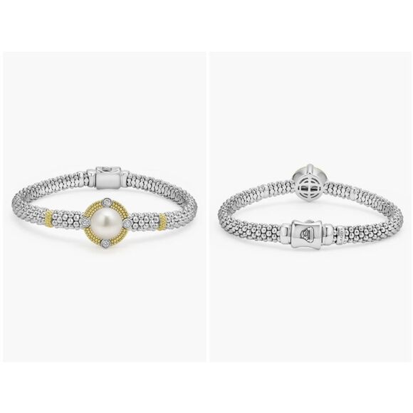 Lagos Women\'s Luna Freshwater Pearl & Diamond Lux Rope Bracelet Size 5.75\